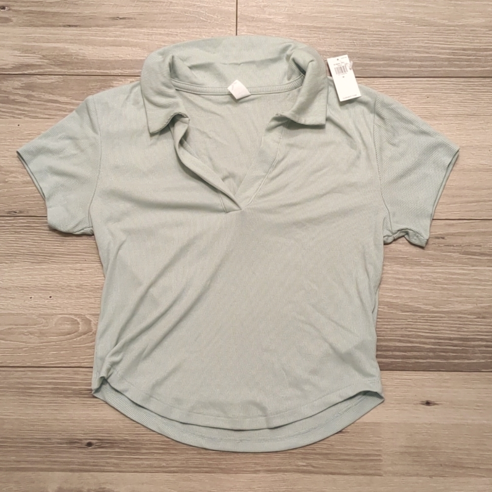 Old Navy Women's Cropped Polo, Size M, Mint